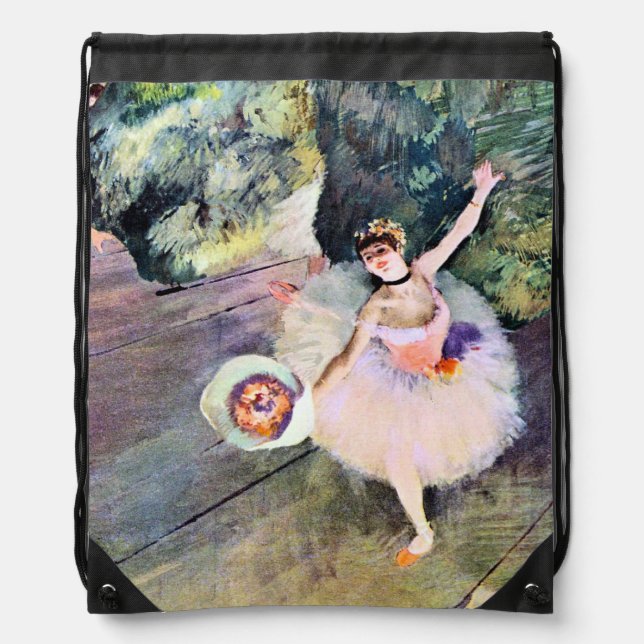 Dancer with a Bouquet of Flowers by Edgar Degas Drawstring Bag (Front)