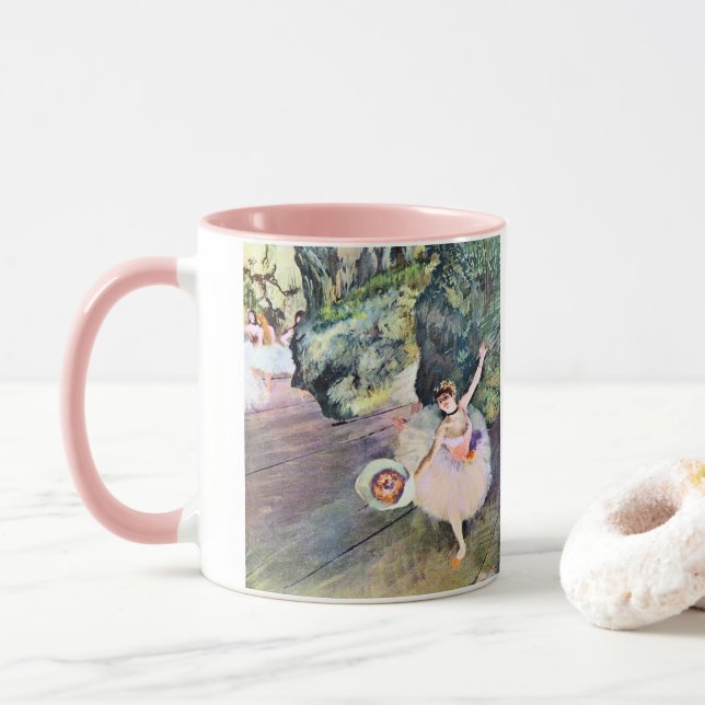 Dancer with a Bouquet of Flowers by Edgar Degas Mug (With Donut)