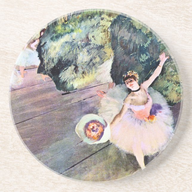 Dancer with a Bouquet of Flowers by Edgar Degas Sandstone Coaster (Front)