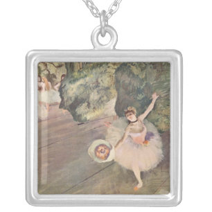 "Dancer with a Bouquet of Flowers" by Edgar Degas Silver Plated Necklace