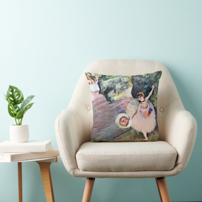Dancer with a Bouquet of Flowers by Edgar Degas Throw Pillow (Chair)