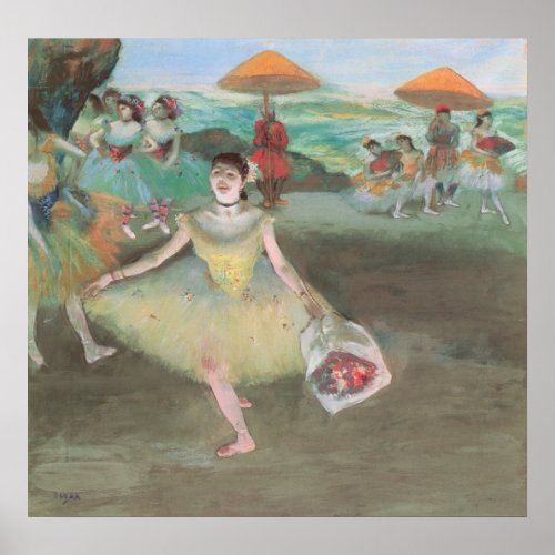 Dancer with Bouquet Curtsying by Edgar Degas Poster