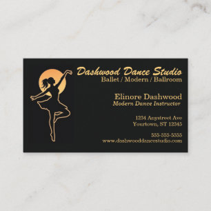 Dancer with Gold Light Dance Studio Instructor Business Card