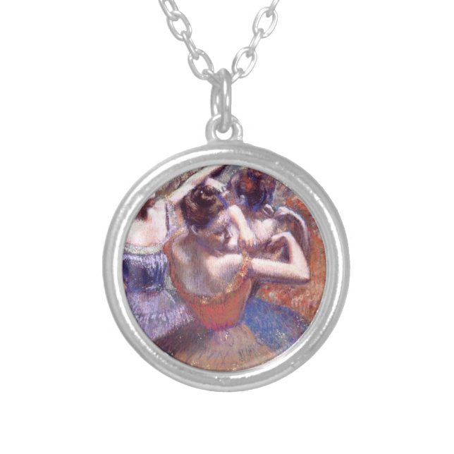 Dancers 1899 Edgar Degas    Silver Plated Necklace (Front)