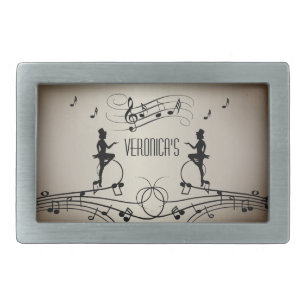 Dancers and Music Personal Name Belt Buckle