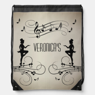 Dancers and Music Personal Name Drawstring Bag