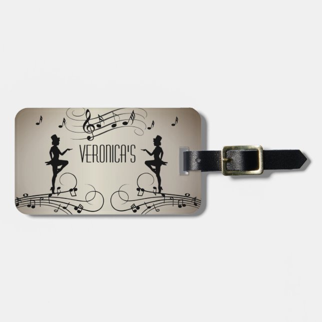 Dancers and Music Personal Name Luggage Tag (Front Horizontal)