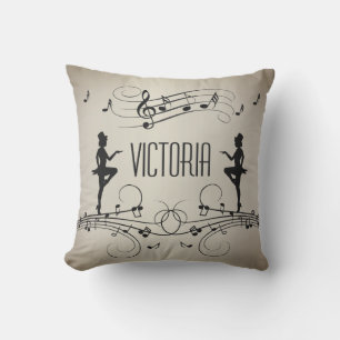 Dancers and Music Personal Name Outdoor Pillow