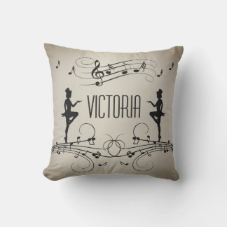 Dancers and Music Personal Name Outdoor Pillow