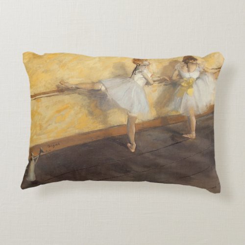 Dancers at the Bar by Edgar Degas Vintage Ballet Decorative Pillow