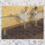 Dancers at the Bar by Edgar Degas, Vintage Ballet Jigsaw Puzzle<br><div class="desc">Dancers Practicing at the Barre (1877) by Edgar Degas is a vintage impressionist fine art painting featuring two girl ballerinas. The ballet dancers are rehearsing, stretching and dancing at the bar before their ballet dance recital. About the artist: Edgar Degas (1834-1917) is regarded as one of the founders of Impressionism...</div>