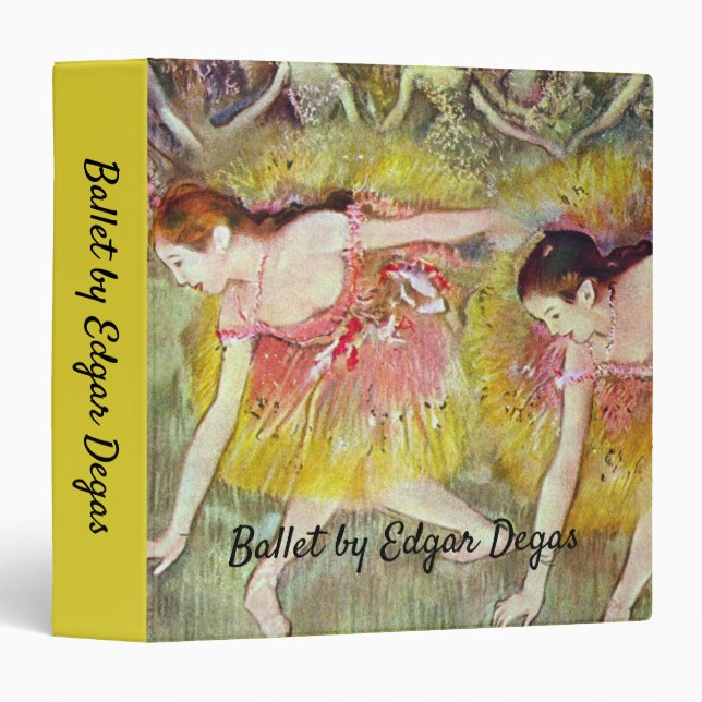 Dancers Bending Down by Edgar Degas, Ballet Art 3 Ring Binder (Front/Spine)