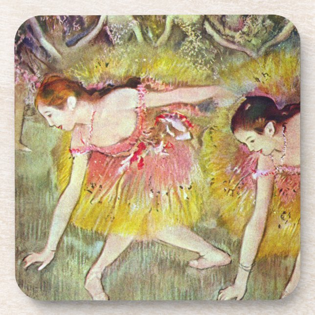 Dancers Bending Down by Edgar Degas, Ballet Art Beverage Coaster (Front)