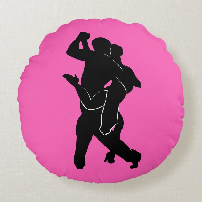 Dancers Couple Pink Round Pillow - Your Colors (Front)