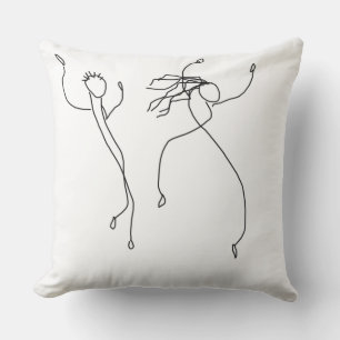 Dancers Dance Minimalist Dancing Black White Artsy Throw Pillow