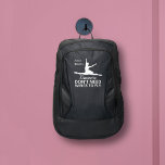 Dancers don't need wings to fly ballerina quote port authority® backpack<br><div class="desc">Modern backpack for dancers, featuring a white Ballerina silhouette performing a grand jeté, with a customizable inspiring quote that reads "Dancers don't need wings to fly". Easily personalizable by adding your name near the Ballerina silhouette and by editing the caption on the lower part. For custom requests, please feel free...</div>