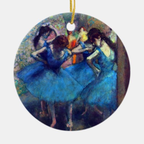 Dancers in Blue by Edgar Degas Vintage Ballet Art Ceramic Ornament