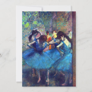 Dancers in Blue by Edgar Degas, Vintage Ballet Art Invitation