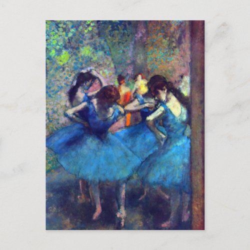Dancers in Blue by Edgar Degas Vintage Ballet Art Postcard