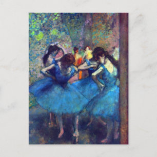 Dancers in Blue by Edgar Degas, Vintage Ballet Art Postcard