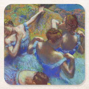 Dancers in Blue, Edgar Degas Square Paper Coaster