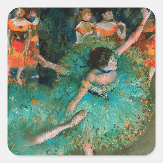 Dancers in Green by Edgar Degas Square Sticker (Front)