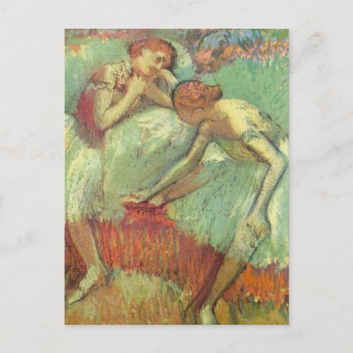 Dancers in Green by Edgar Degas Vintage Ballet Postcard