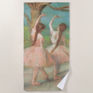 Dancers in Pink by Edgar Degas, Vintage Ballet Art Beach Towel