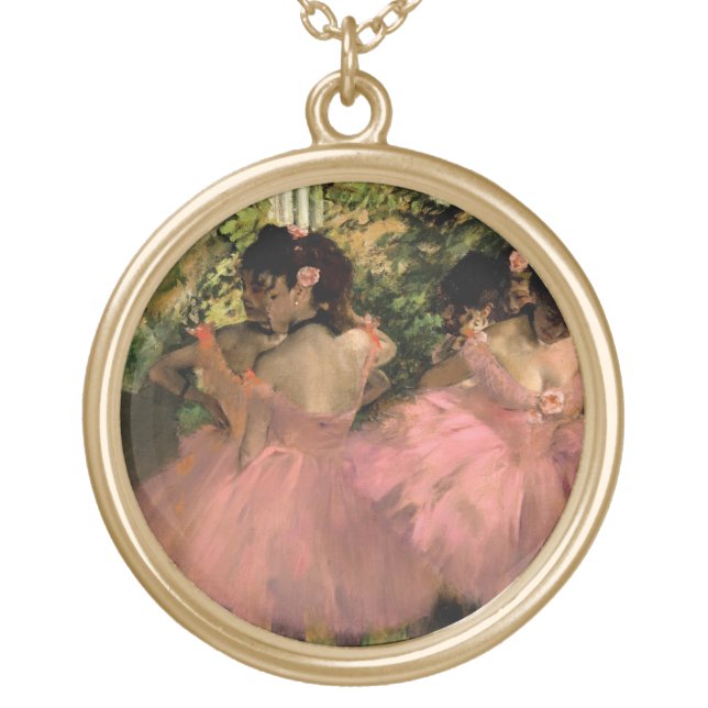 Dancers in Pink Gold Plated Necklace (Front)
