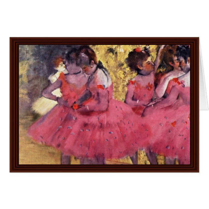 Dancers In Pink In The Wings By Edgar Degas Cards