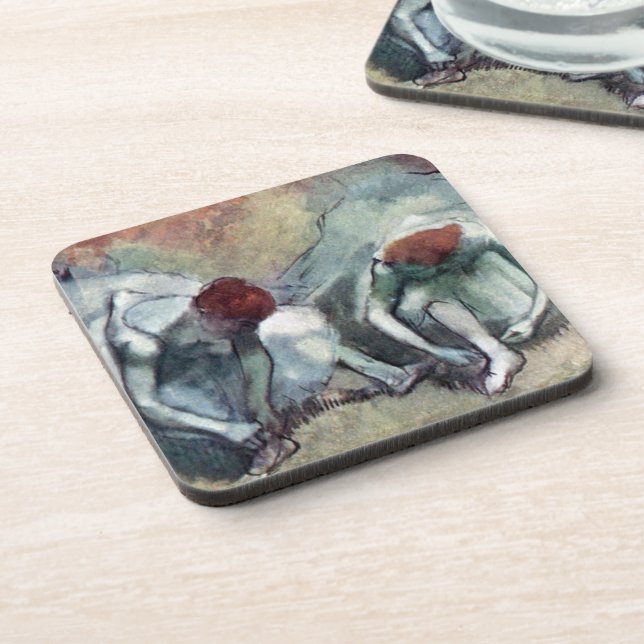 Dancers Lacing Their Shoes by Edgar Degas Beverage Coaster (Left Side)