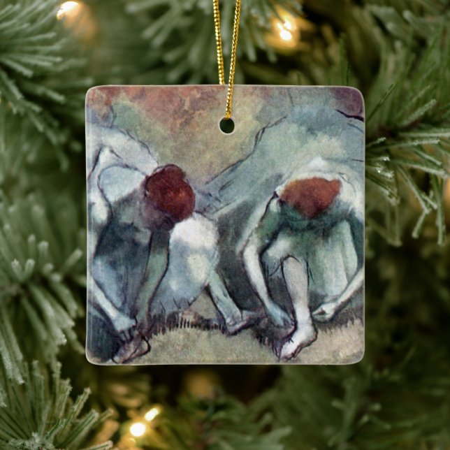Dancers Lacing Their Shoes by Edgar Degas Ceramic Ornament (Tree)