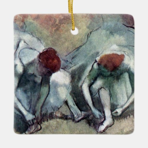 Dancers Lacing Their Shoes by Edgar Degas Ceramic Ornament