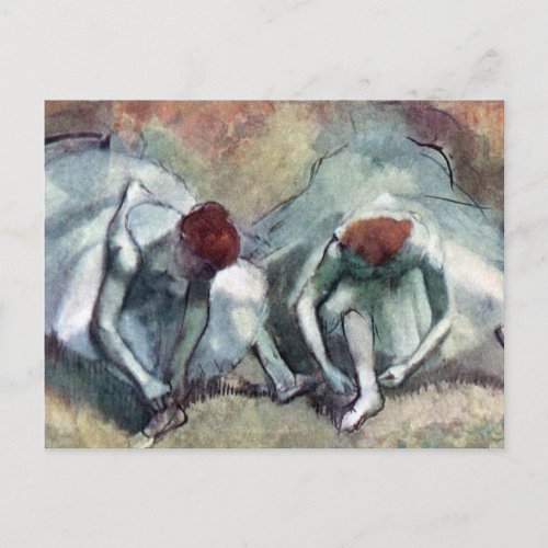 Dancers Lacing Their Shoes by Edgar Degas Postcard