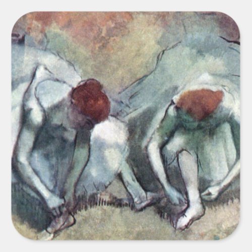 Dancers Lacing Their Shoes by Edgar Degas Square Sticker