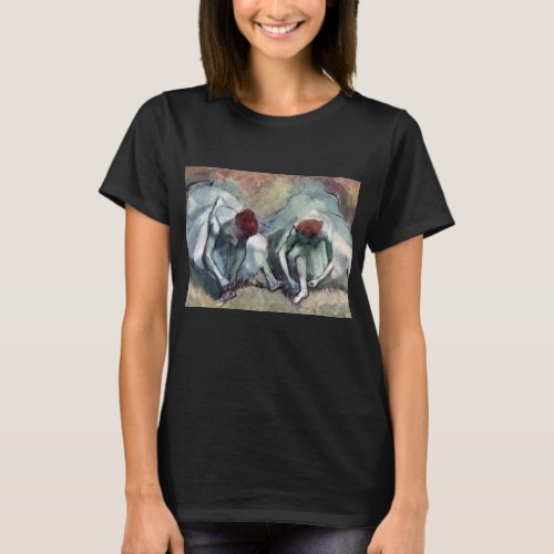 Dancers Lacing Their Shoes by Edgar Degas T_Shirt