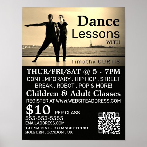Dancers on Stage Dance Lesson Advertising Poster