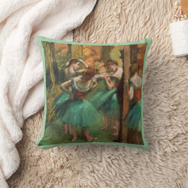 Dancers, Pink and Green by Degas, Art  Throw Pillow (Blanket)