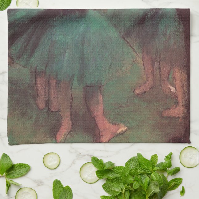 Dancers, Pink and Green by Edgar Degas Kitchen Towel (Folded)