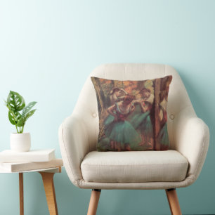 Dancers, Pink and Green by Edgar Degas Throw Pillow