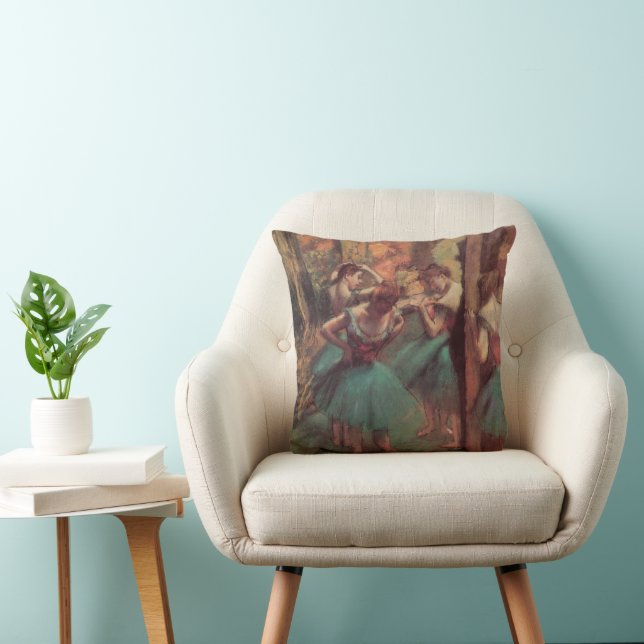 Dancers, Pink and Green by Edgar Degas Throw Pillow (Chair)
