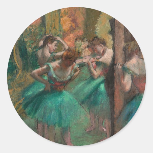 Dancers, Pink and Green | Edgar Degas Classic Round Sticker (Front)