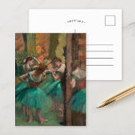 Dancers, Pink and Green | Edgar Degas Postcard<br><div class="desc">Dancers, Pink and Green (1890) by French impressionist artist Edgar Degas. Degas is famous for his pastel drawings and oil paintings. He was a master in depicting movement, as can be seen in his many works of ballet dancers. Use the design tools to add custom text or personalize the image....</div>