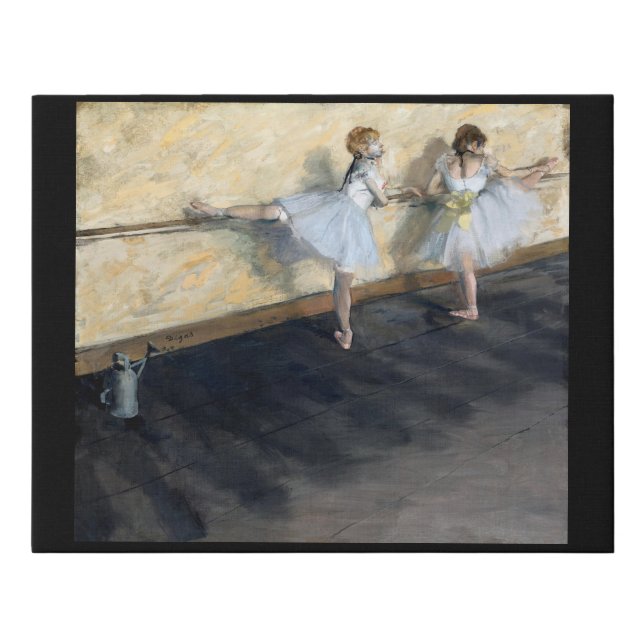 Dancers Practicing at the Barre, Edgar Degas Faux Canvas Print (Front)