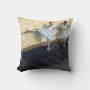 Dancers Practicing at the Barre, Edgar Degas Throw Pillow
