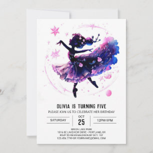 Dancer's Printable Ballerina Birthday Invitation