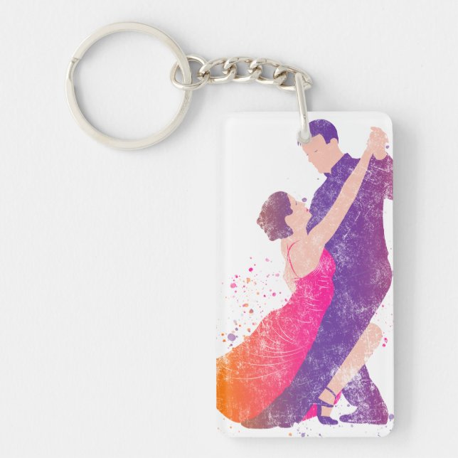 Dancers Tango Ballroom Flamenco Dancing Keychain (Front)