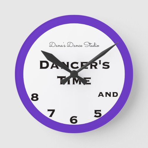 Dancers Time 5 6 7 and 8 Novelty Purple Round Clock