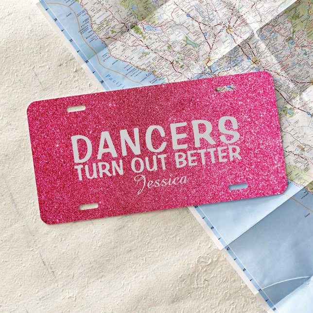 Dancers Turn Out Better Pink Sparkle License Plate (Creator Uploaded)