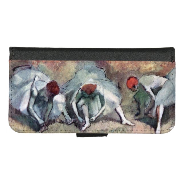 Dancers Tying Their Shoes, Edgar Degas iPhone Wallet Case (Front (Horizontal))